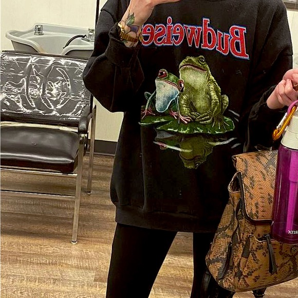 RARE BUDWEISER CREWNECK 90s Budweiser Frog SuperBowl 95 BUDWEISER commercial - Picture 8 of 14